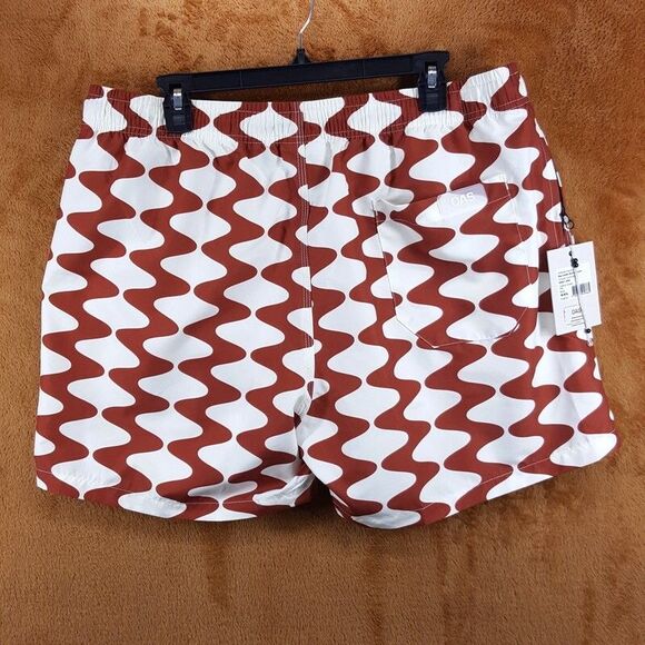 OAS Swimwear Mens XXL Brown Wavy Pattern Swim Trunks Shorts Big Lauda - Picture 4 of 10